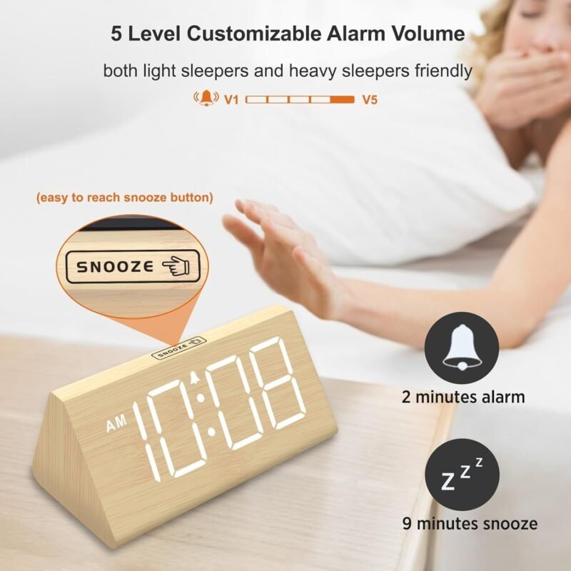 DreamSky Wooden Digital Alarm Clocks - Image 4