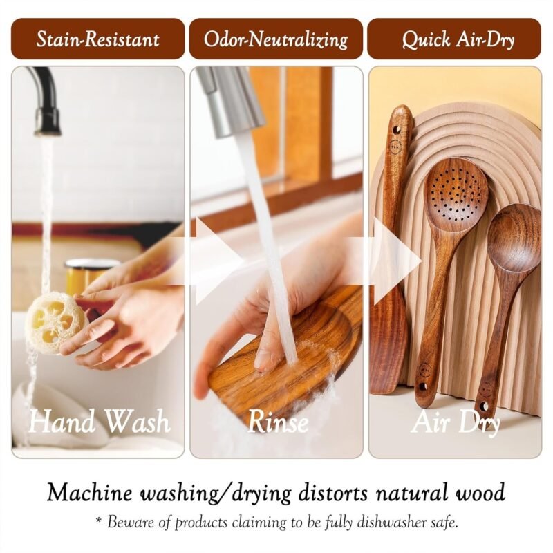 Teak Wooden Cookware Utensil Set - Image 4