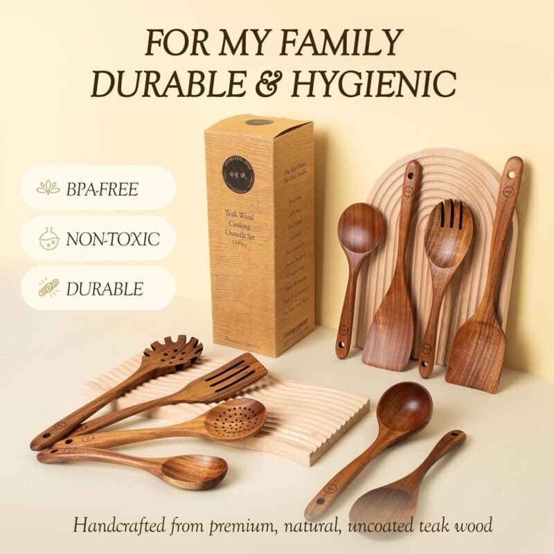 Teak Wooden Cookware Utensil Set - Image 5