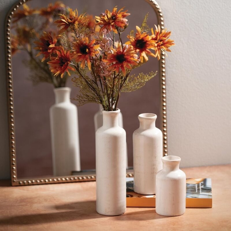 Sullivans White Ceramic Vase Set - Image 2